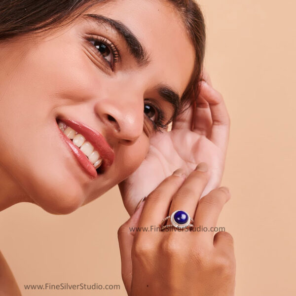 Lapis Ring Lapis Blue Stone Ring Lapis Silver Ring Handmade Jewelry