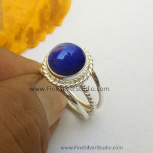 Blue Lapis Lazuli Ring Sterling Silver Ring
