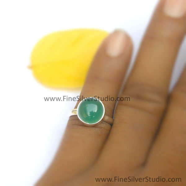 Handmade Sterling silver green onyx ring spring jewelry fashion trends