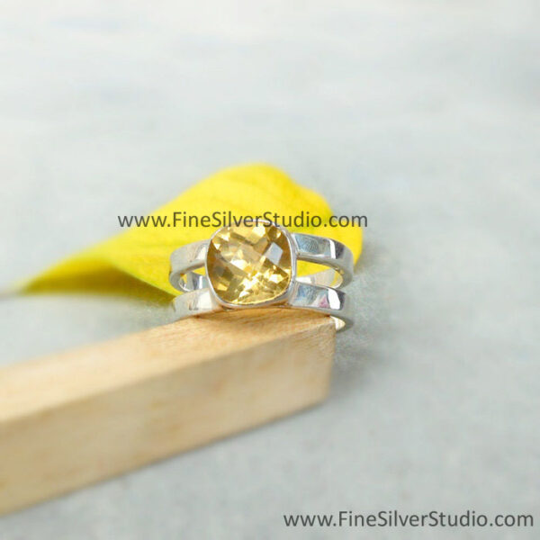 Sterling Silver Yellow Citrine Gemstone Ring