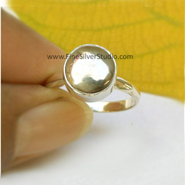 Sterling Silver Ring Pyrite Round Ring