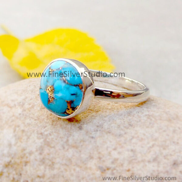 Blue Turquoise Ring 925 Sterling Silver