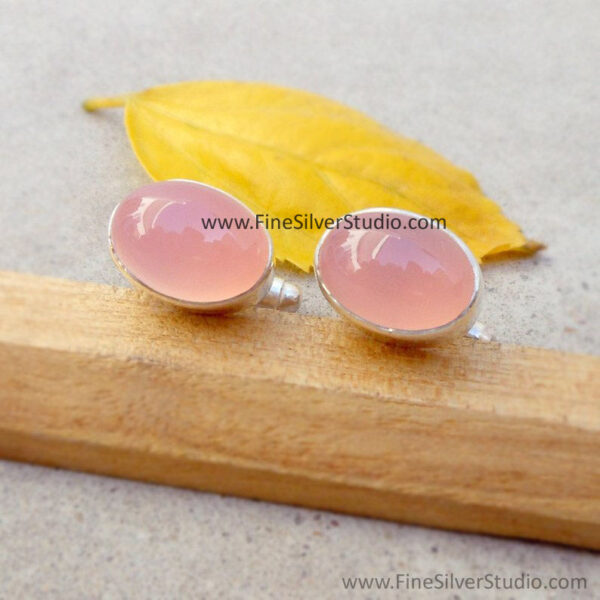 rose quartz oval gemstone cufflinks