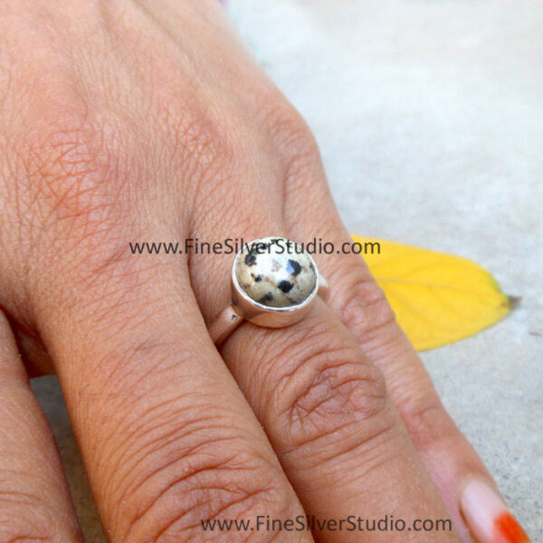 Rare Dalmatian Jasper Gemstone Ring Promise Ring