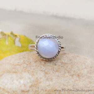 Blue Lace Agate Ring Agate Silver Ring