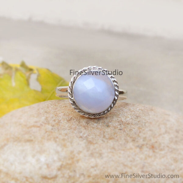 Blue Lace Agate Ring Agate Silver Ring