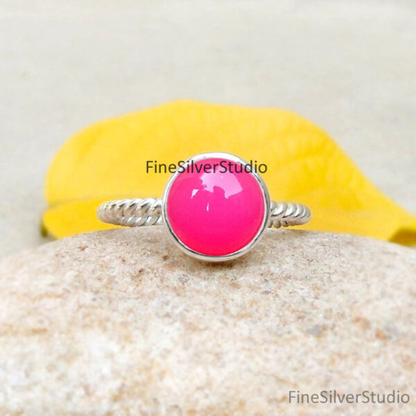 Pink Chalcedony Ring Fuschia Ring