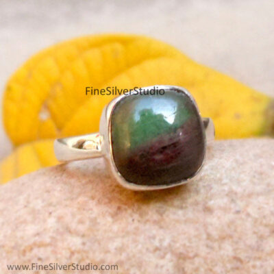 Natural Ruby Zoisite Ring 925 Sterling Silver