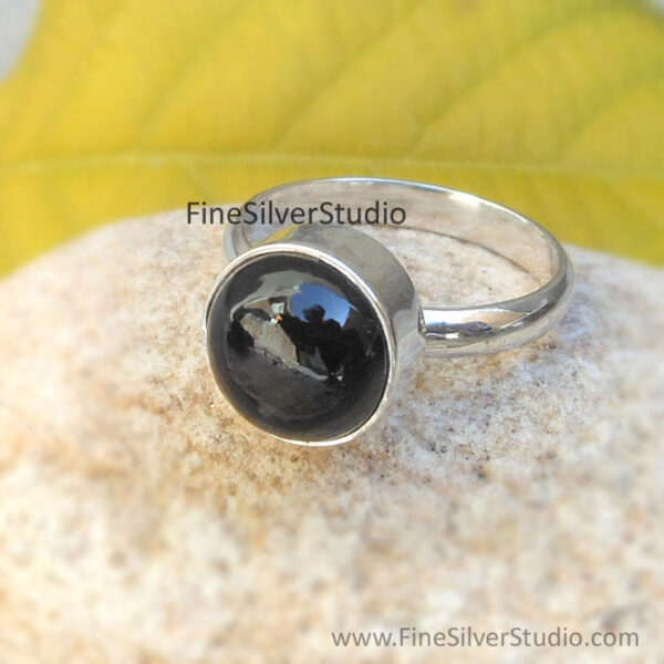 Black Onyx Ring Round, 925 Solid Sterling Silver