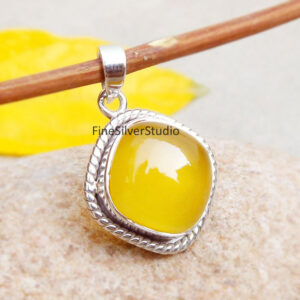 yellow Chalcedony gemstone sterling silver handmade